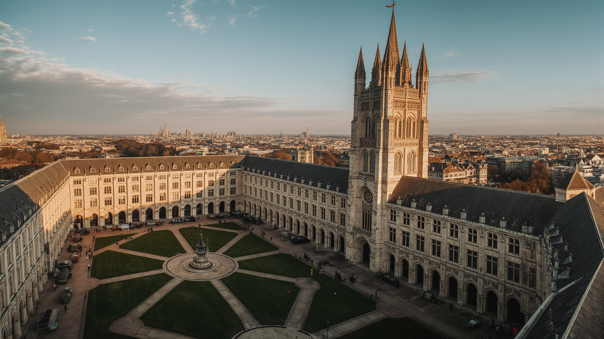 Happy international students collaborating on a university campus